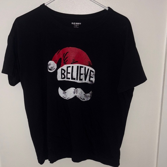 Old Navy Black Tee with Festive Graphic - Picture 1 of 1